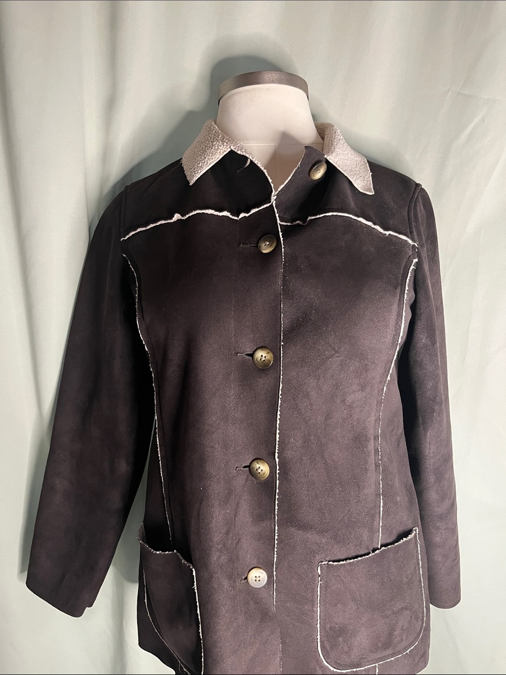 L.L. Bean Chocolate Brown Shearling-Trim Jacket